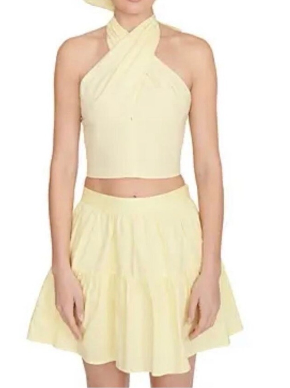 STAUD Sea Tiered Cotton Poplin Mini Skirt Sunray Yellow Flouncy Women Sz 4 NWOT